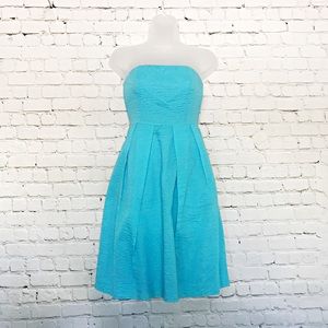 J. Crew Seersucker strapless dress